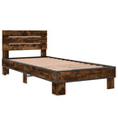 vidaXL füstös tölgyszínű szerelt fa és fém ágykeret 90 x 200 cm