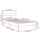 vidaXL fekete szerelt fa és fém ágykeret 75 x 190 cm