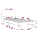 vidaXL füstös tölgyszínű szerelt fa és fém ágykeret 90 x 200 cm