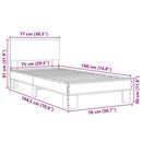 vidaXL fekete szerelt fa és fém ágykeret 75 x 190 cm