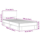 vidaXL sonoma tölgyszínű szerelt fa és fém ágykeret 75 x 190 cm