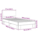 vidaXL sonoma tölgyszínű szerelt fa és fém ágykeret 75 x 190 cm