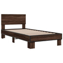 vidaXL barna tölgyszínű szerelt fa és fém ágykeret 75 x 190 cm