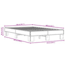 vidaXL füstös tölgyszínű szerelt fa és fém ágykeret 140 x 200 cm