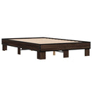 vidaXL barna tölgyszínű szerelt fa és fém ágykeret 135 x 190 cm