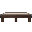 vidaXL barna tölgyszínű szerelt fa és fém ágykeret 135 x 190 cm