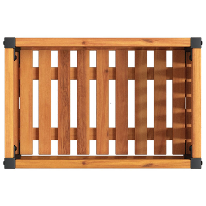 vidaXL tömör akácfa és acél kerti virágtartó 45 x 30 x 27,5 cm