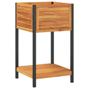 vidaXL tömör akácfa és acél kerti virágtartó polccal 45 x 45 x 80 cm