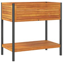 vidaXL tömör akácfa és acél kerti virágtartó polccal 80 x 45 x 80 cm