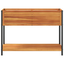 vidaXL tömör akácfa és acél kerti virágtartó polccal 110 x 45 x 80 cm