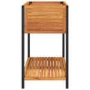 vidaXL tömör akácfa és acél kerti virágtartó polccal 110 x 45 x 80 cm