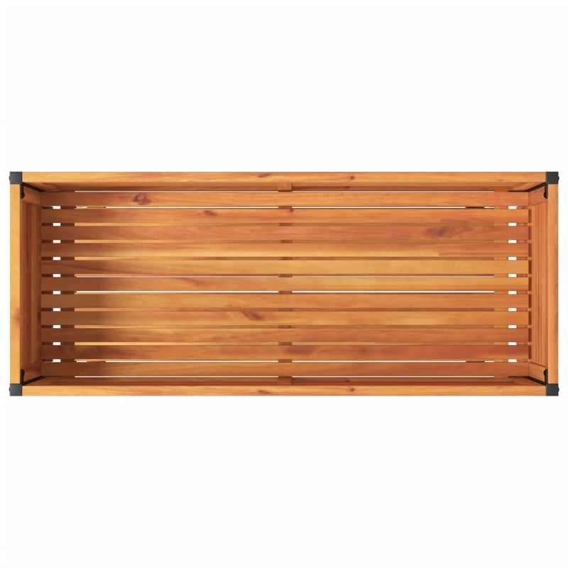 vidaXL tömör akácfa és acél kerti virágtartó polccal 110 x 45 x 80 cm