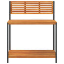 vidaXL tömör akácfa és acél kerti munkaasztal 90 x 50 x 110 cm