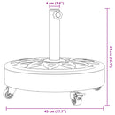 vidaXL görgős kerek napernyőtalp rúdhoz Ø38 / 48 mm 27 kg