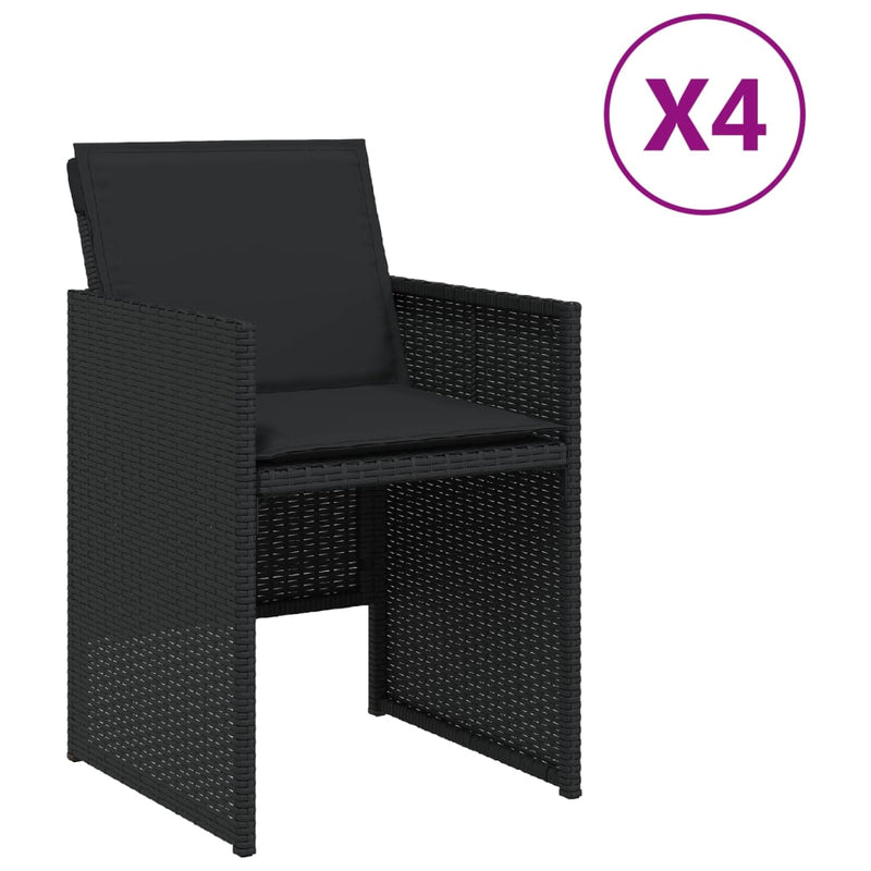 vidaXL 4 db fekete polyrattan kerti szék párnával