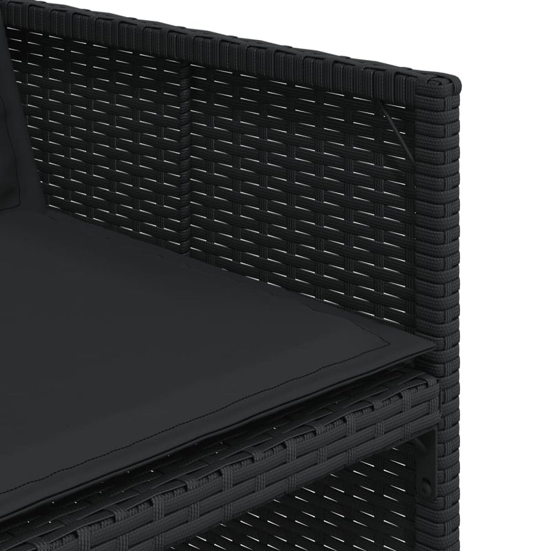 vidaXL 4 db fekete polyrattan kerti szék párnával