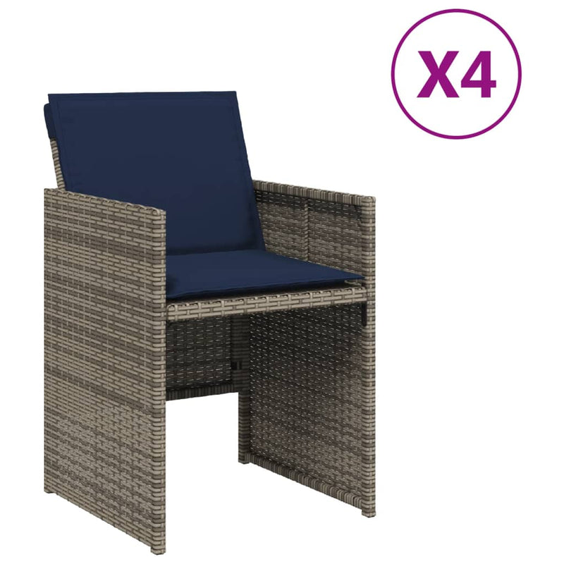 vidaXL 4 db szürke polyrattan kerti szék párnával