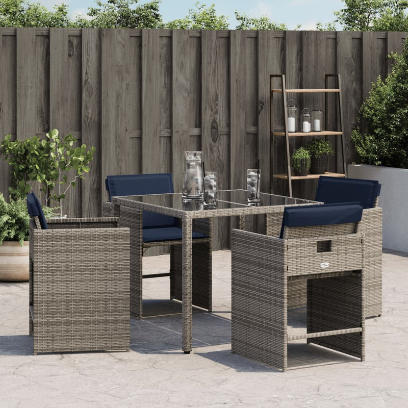 vidaXL 4 db szürke polyrattan kerti szék párnával