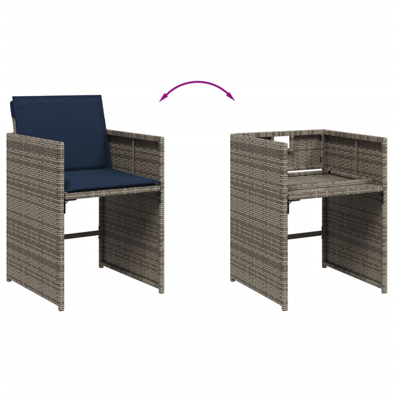 vidaXL 4 db szürke polyrattan kerti szék párnával