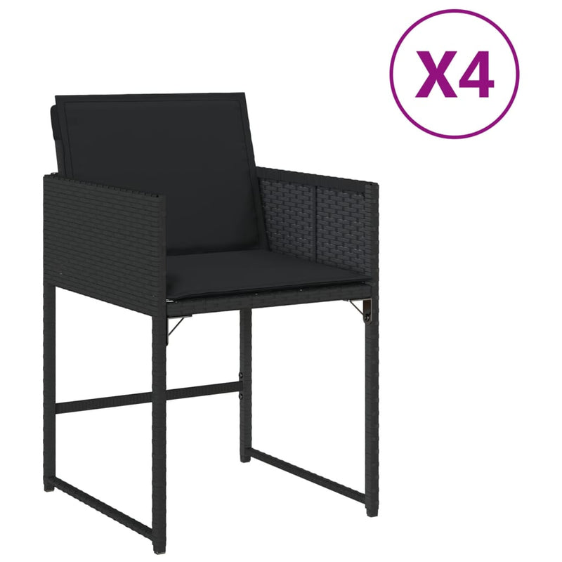 vidaXL 4 db fekete polyrattan kerti szék párnával