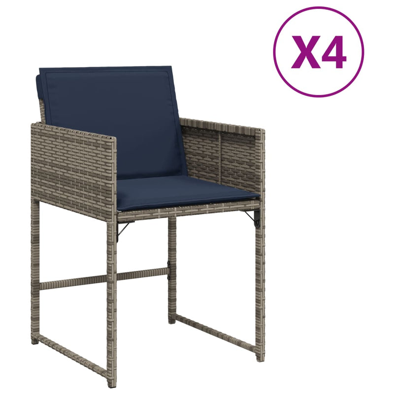 vidaXL 4 db szürke polyrattan kerti szék párnával