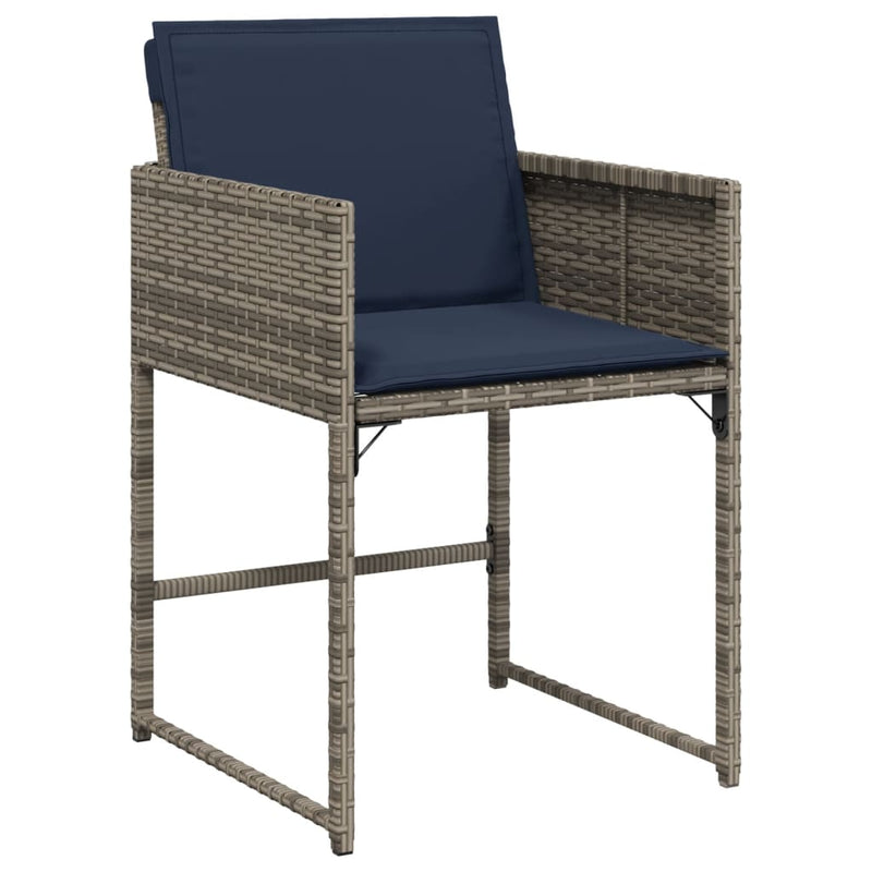 vidaXL 4 db szürke polyrattan kerti szék párnával