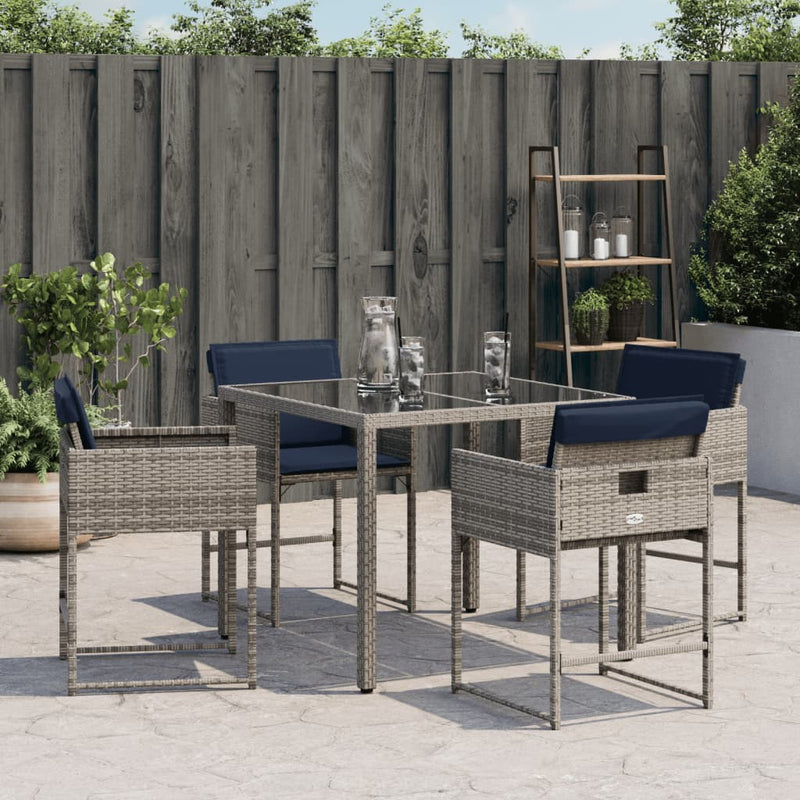 vidaXL 4 db szürke polyrattan kerti szék párnával