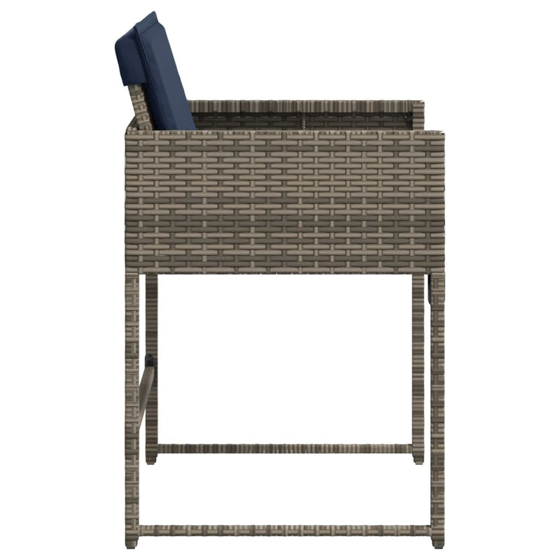 vidaXL 4 db szürke polyrattan kerti szék párnával