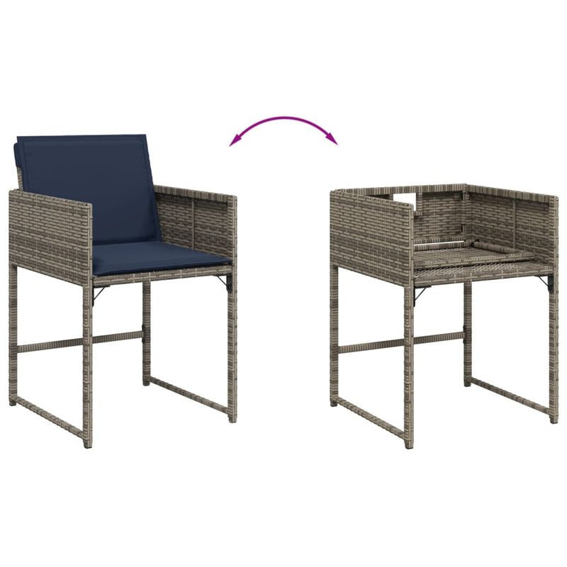vidaXL 4 db szürke polyrattan kerti szék párnával