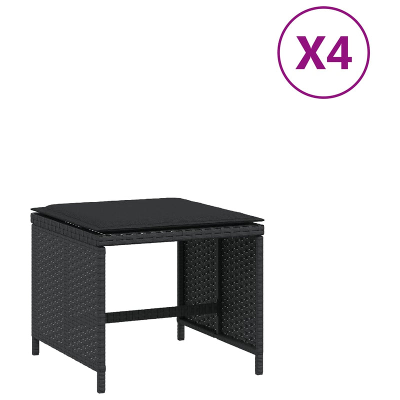 vidaXL 4 db fekete polyrattan kerti szék párnákkal 40 x 40 x 35 cm