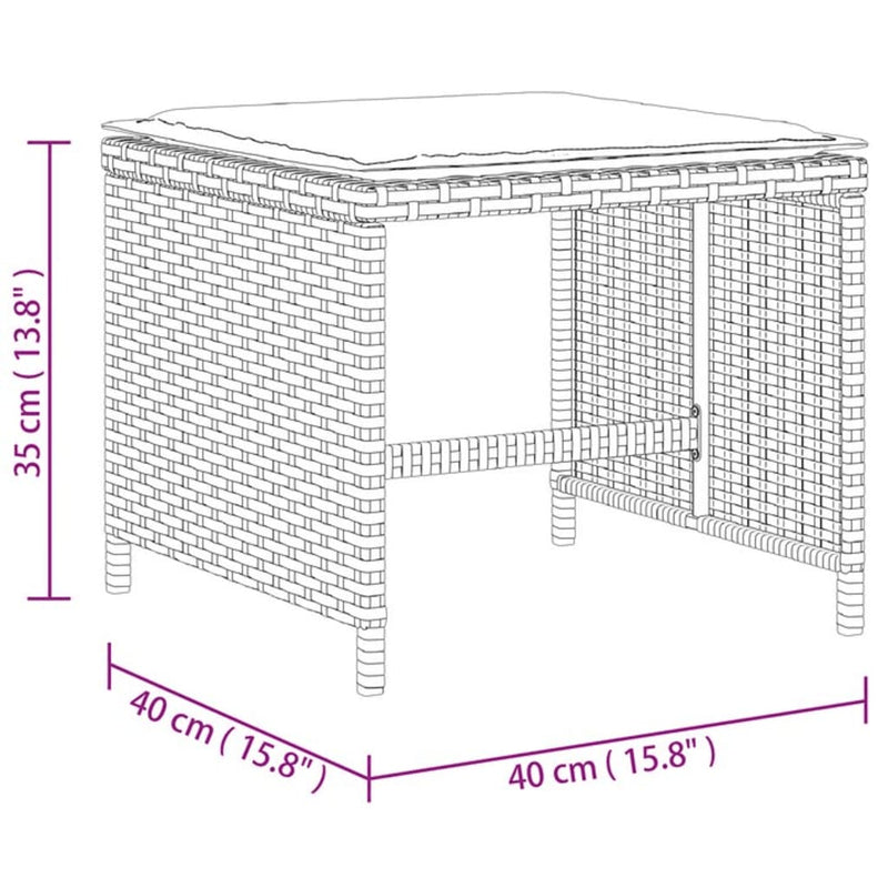 vidaXL 4 db fekete polyrattan kerti szék párnákkal 40 x 40 x 35 cm