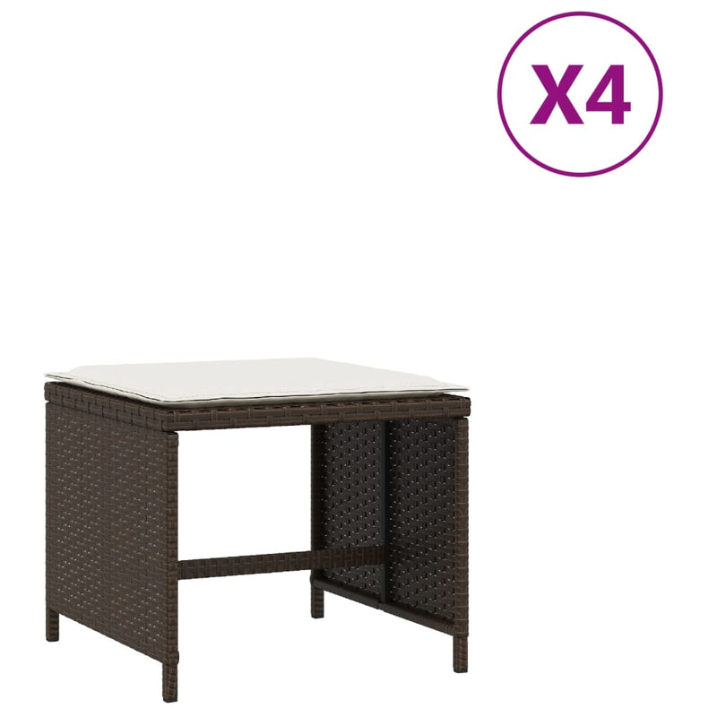 vidaXL 4 db barna polyrattan kerti szék párnával 40x40x35 cm
