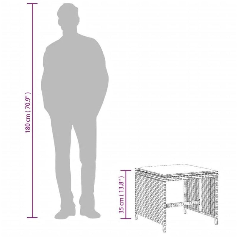 vidaXL 4 db barna polyrattan kerti szék párnával 40x40x35 cm