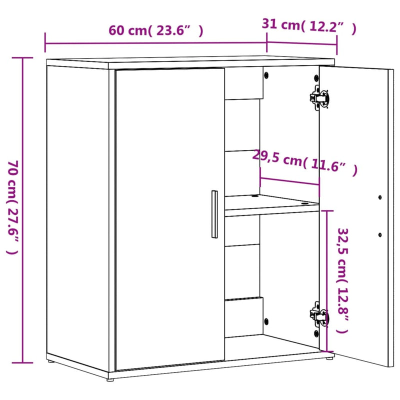 vidaXL 2 db fekete szerelt fa tálalószekrény 60 x 31 x 70 cm