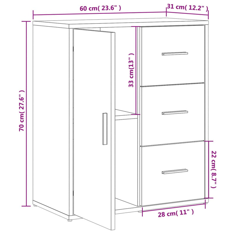 vidaXL 2 db fekete szerelt fa tálalószekrény 60 x 31 x 70 cm