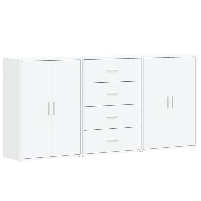 vidaXL 3 db fehér szerelt fa tálalószekrény 60 x 31 x 84 cm