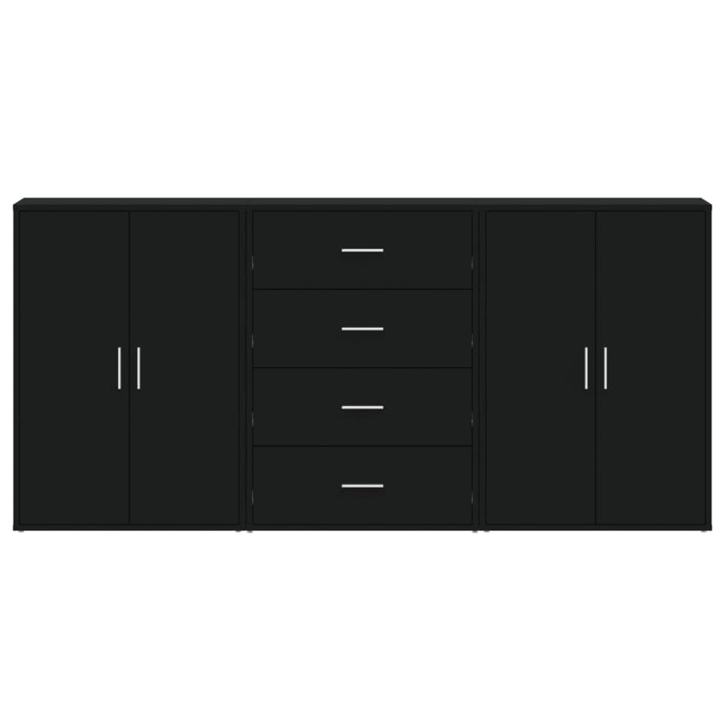 vidaXL 3 db fekete szerelt fa tálalószekrény 60 x 31 x 84 cm