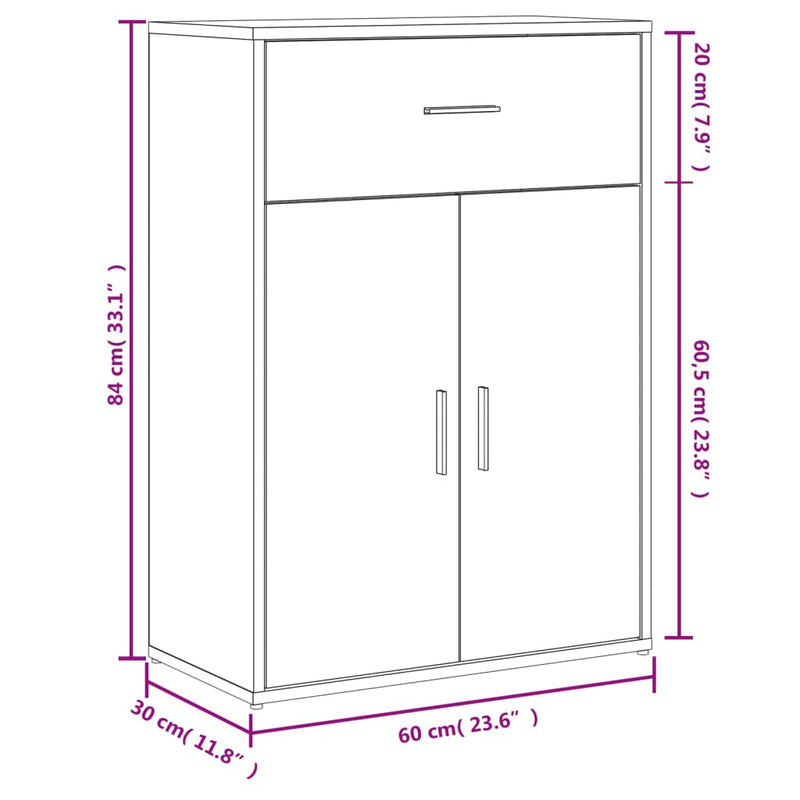 vidaXL 2 db betonszürke szerelt fa tálalószekrény 60 x 30 x 84 cm