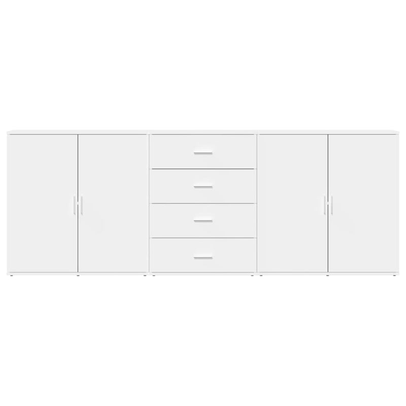 vidaXL 3 db fehér szerelt fa tálalószekrény