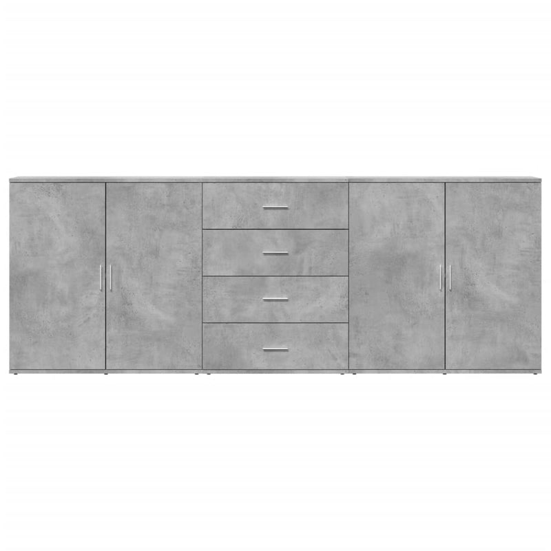 vidaXL 3 db betonszürke szerelt fa tálalószekrény