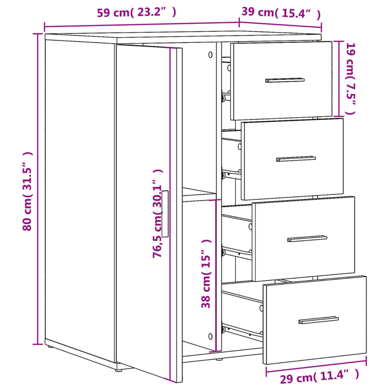 vidaXL 2 db fekete szerelt fa tálalószekrény 59 x 39 x 80 cm