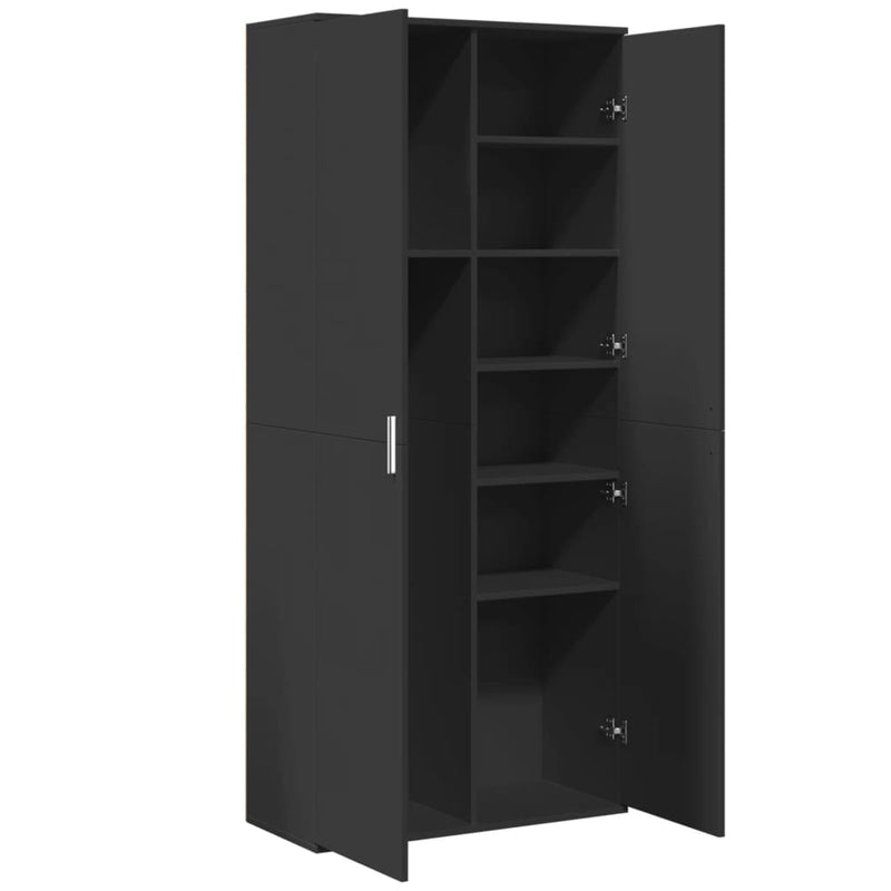 vidaXL fekete szerelt fa magasszekrény 80 x 35 x 180 cm