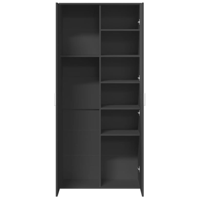 vidaXL fekete szerelt fa magasszekrény 80 x 35 x 180 cm