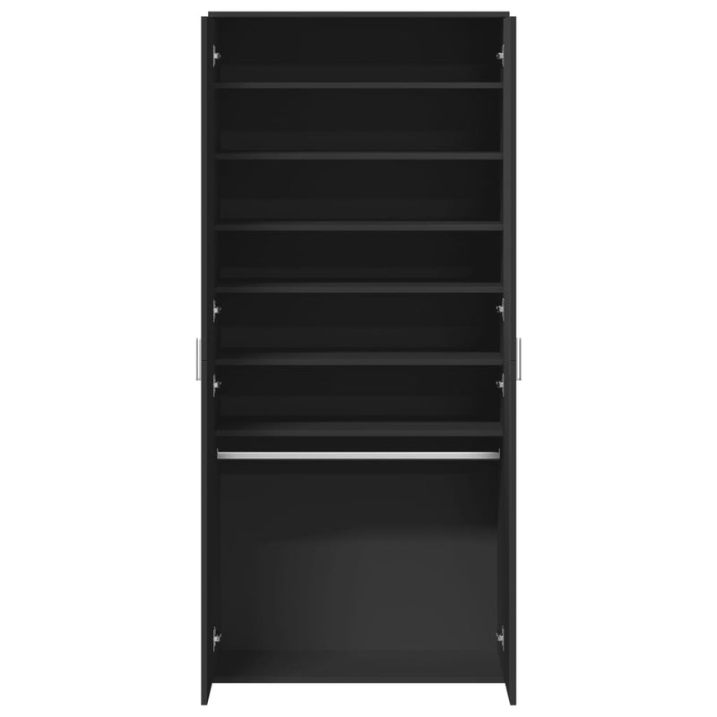 vidaXL fekete szerelt fa cipősszekrény 80 x 39 x 178 cm