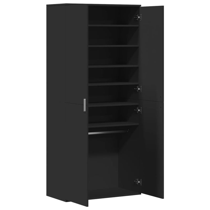 vidaXL fekete szerelt fa cipősszekrény 80 x 39 x 178 cm