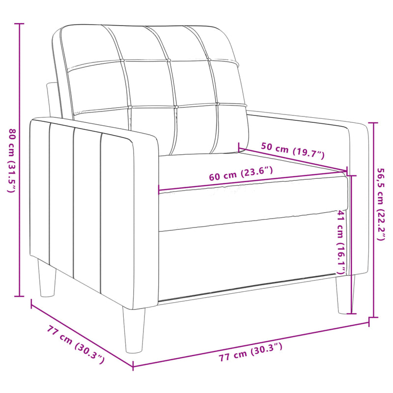 vidaXL világosszürke bársony kanapéfotel 60 cm