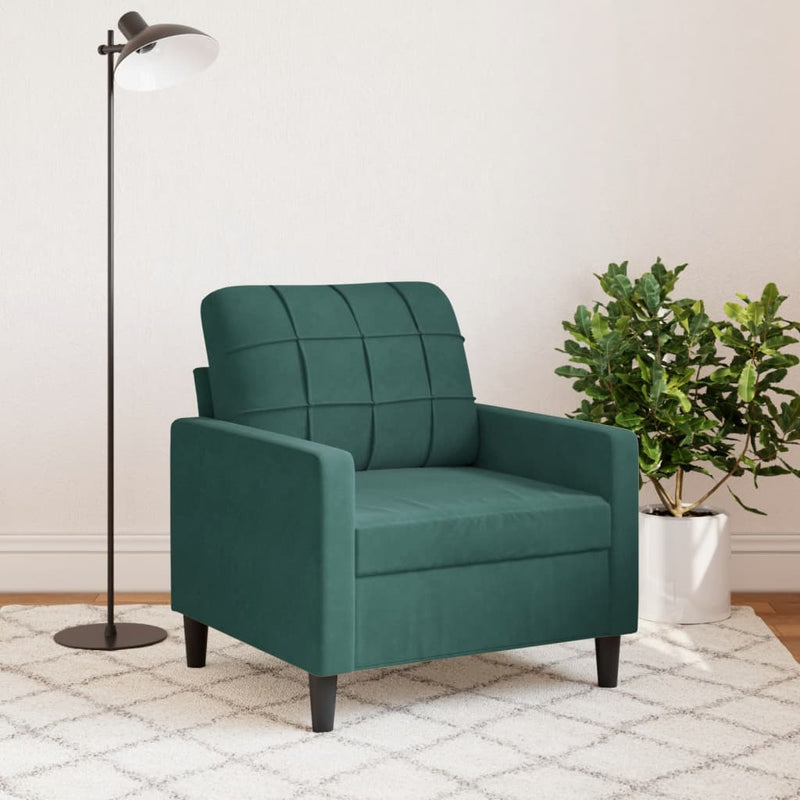 vidaXL sötétzöld bársony kanapéfotel 60 cm