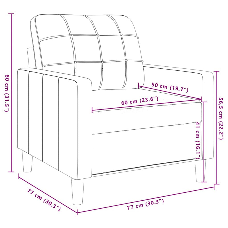 vidaXL krémszínű bársony kanapéfotel 60 cm