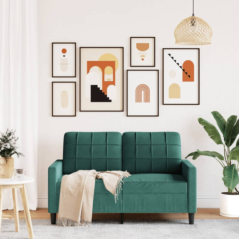 vidaXL kétszemélyes sötétzöld bársony kanapé 120 cm