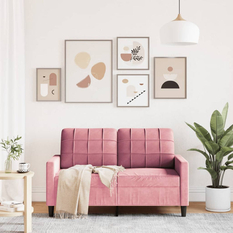 vidaXL kétszemélyes rózsaszín bársony kanapé 120 cm